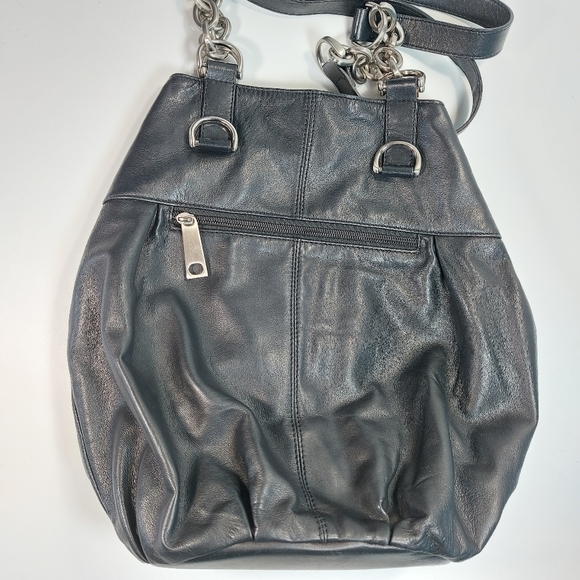 Ugo Santini Black Leather Large Shoulder Bag Purse - Picture 8 of 11